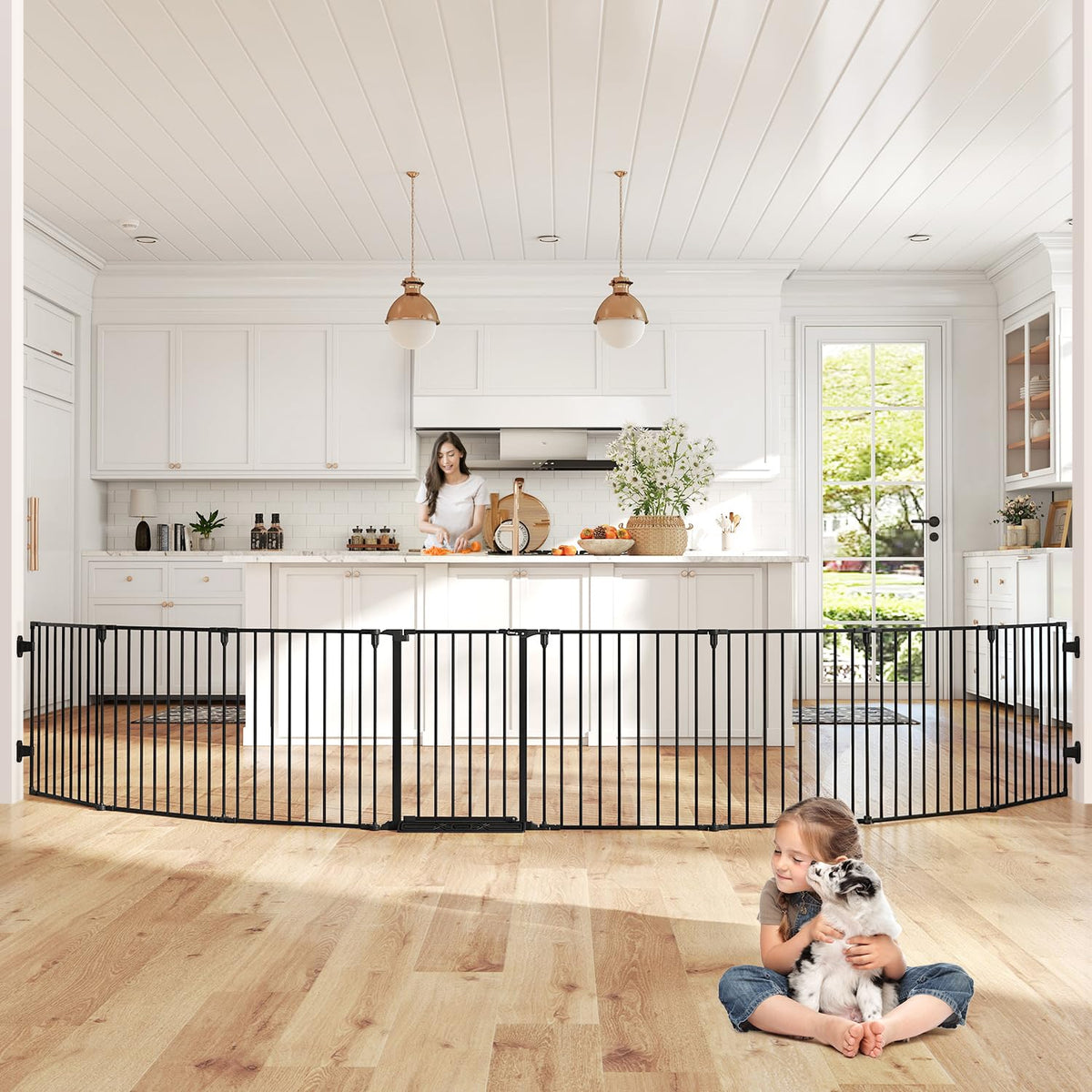 190" Extra Wide Baby Gate Playpen (Black / 190" Wide)