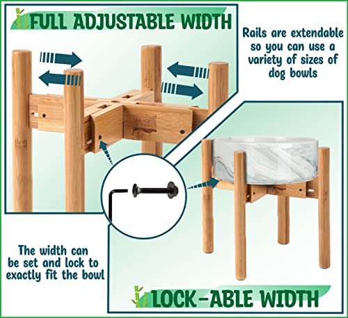 Dog Bowl Stand for Mid (For Large Dogs - 11 inch Height / Bamboo)