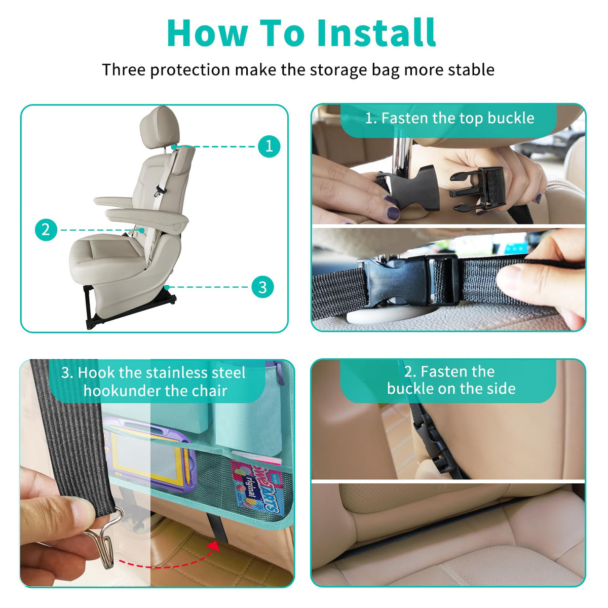 Backseat Car Organizer with Tablet Holder (2Pack / Blue)