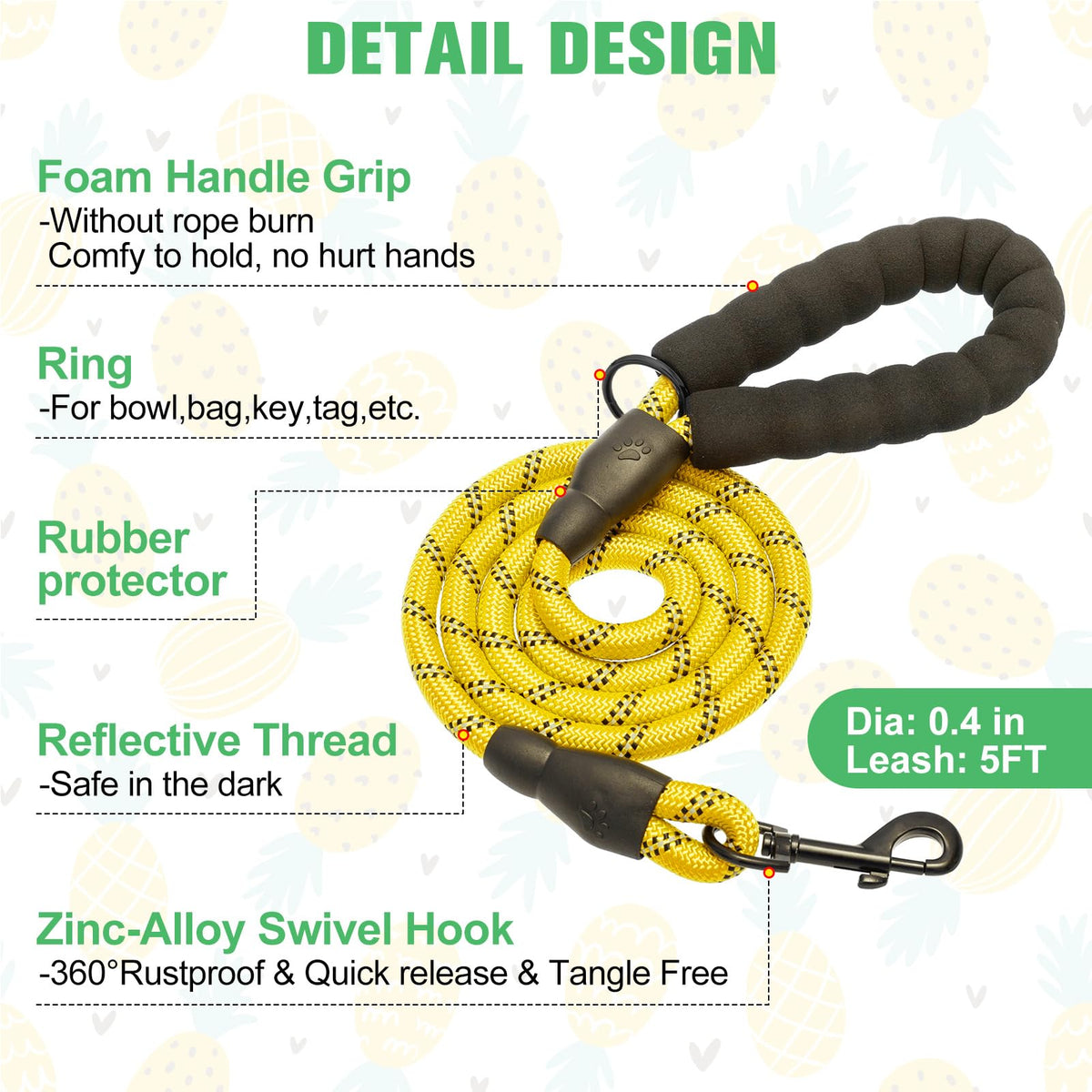 Small Dog Harness and Leash Set (Small(Chest Girth 14.5" - 16") / Pineapple)