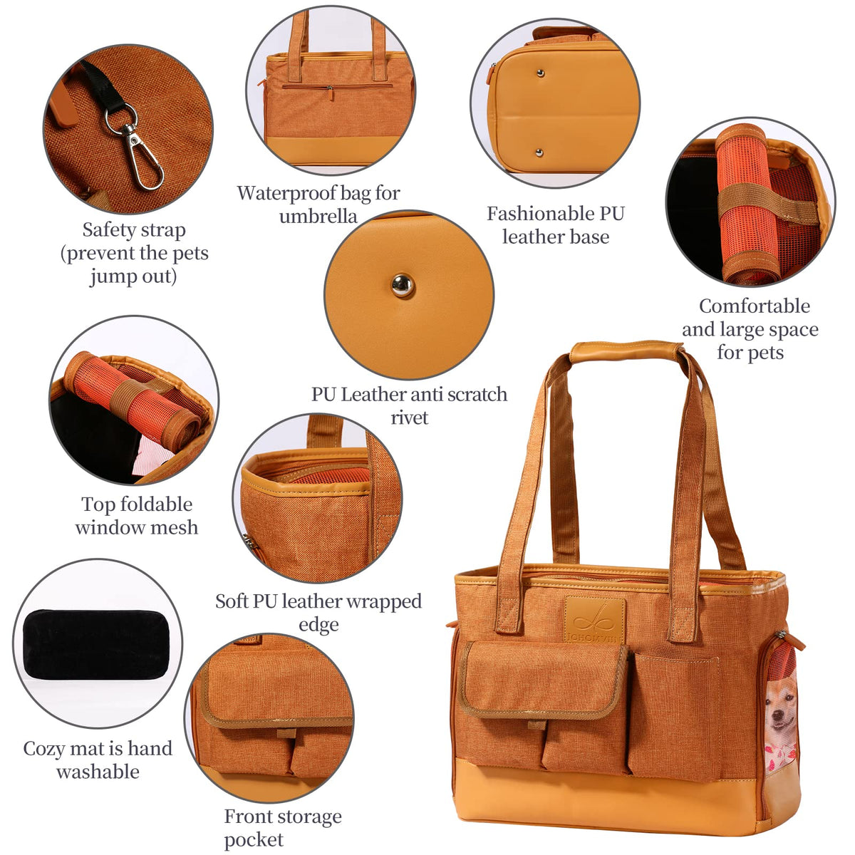 Cat Carrier Dog Carrier (Brown)