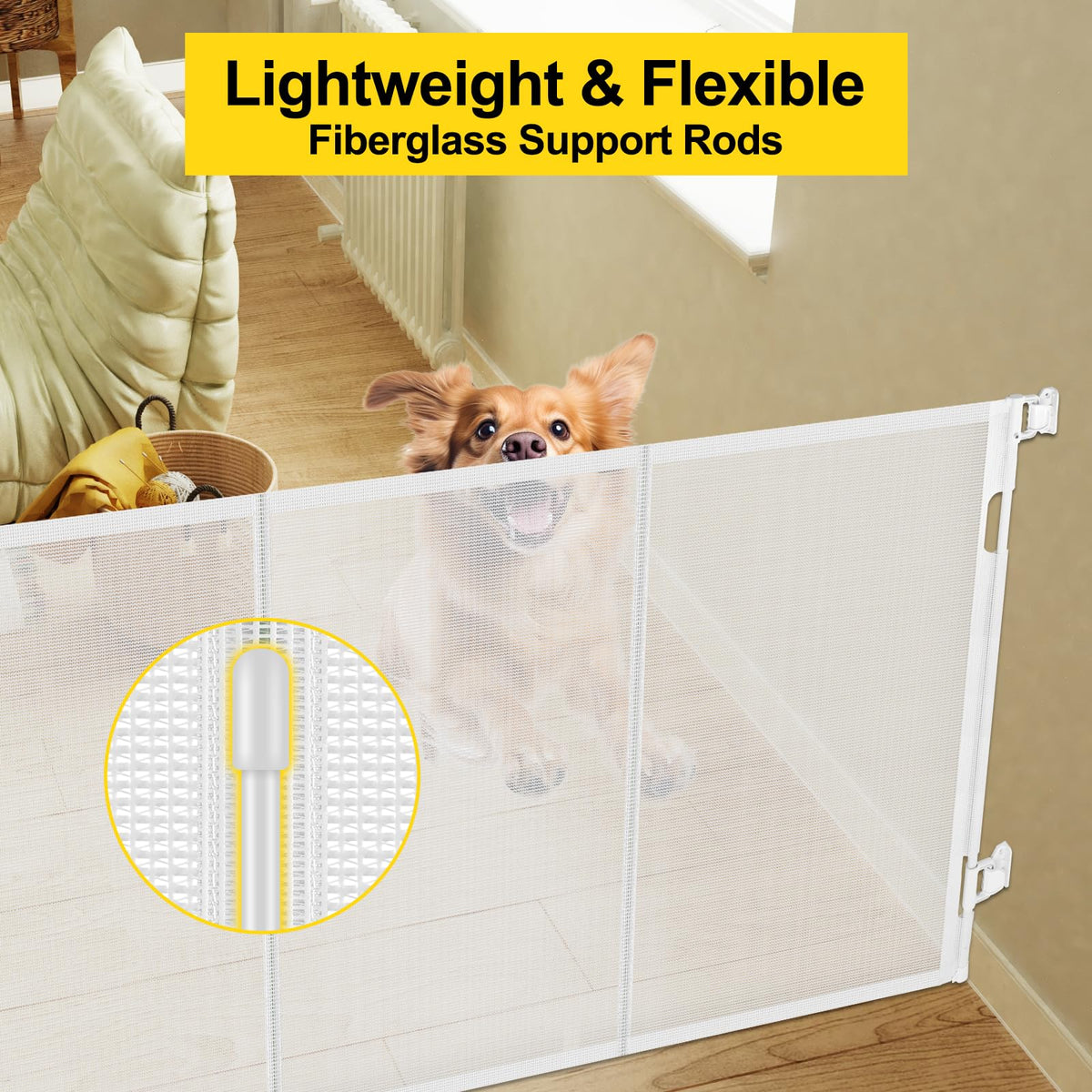 Reinforced 42" Tall x 100" Extra Wide Retractable Baby Gates for Doorways (White / Reinforced 42" Tall X 100" Wide)