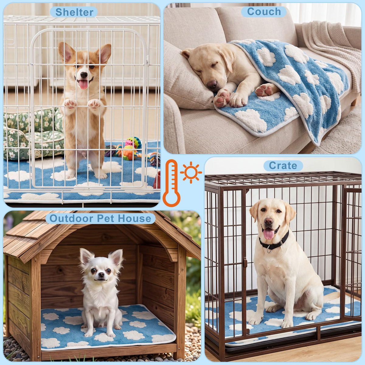 2 Pcs Self Warming Cat Bed Heating Dog Pad Mat (24x18)