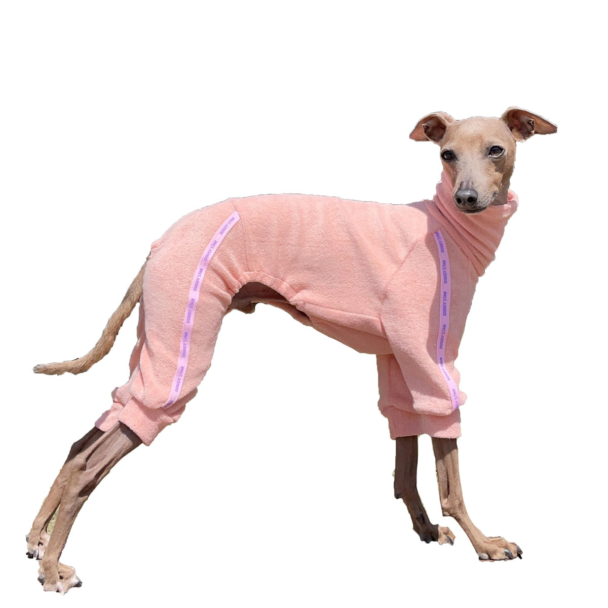 D Doggy Star Italian Greyhound Clothes Stretchy Towel Sports Onesie Outfit Whippet for Dog Coat (XL / Towel Apricot)