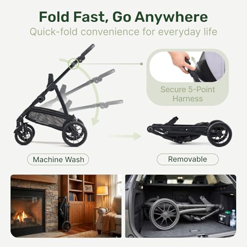 3-in-1 Dog Stroller for Small and Medium-Sized Dogs up to 55 lbs (DarkGray)