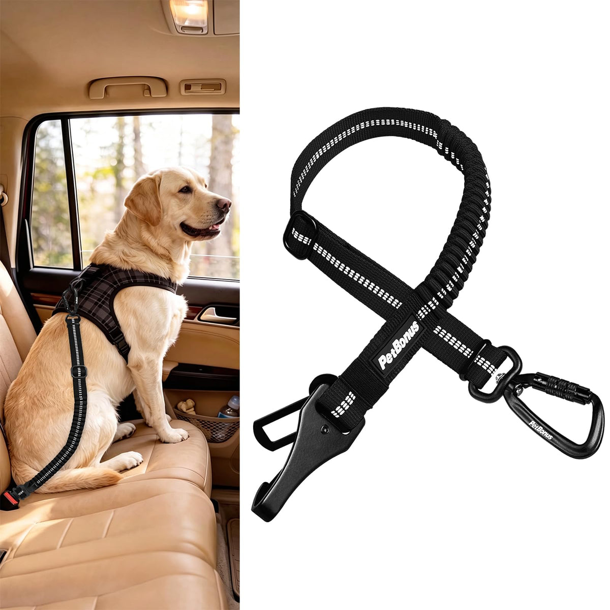 Dog Seat Belt for Car (Black / 1 Pack)
