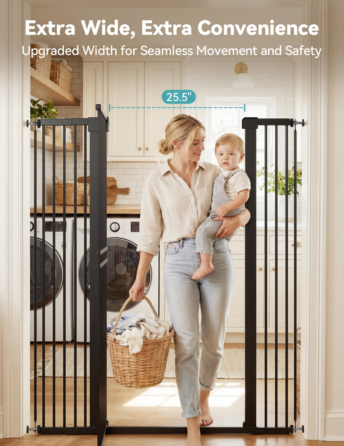55" Extra Tall Pet Gate (Black - S10 / 55" Tall, 31.5-48" Wide)