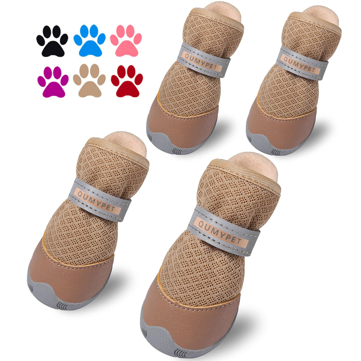 Dog Shoes for Small Dogs Hot Pavement Puppy Dog Boots & Paw Protectors (Khaki / size 2: 1.59"x1.18"(L*W))