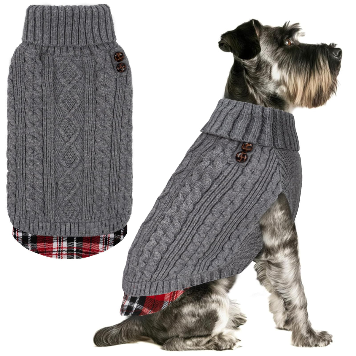 Dog Sweater for Small Dogs Turtleneck Thick Knit Pullover (Medium (7-13lbs) / 1# Grey)