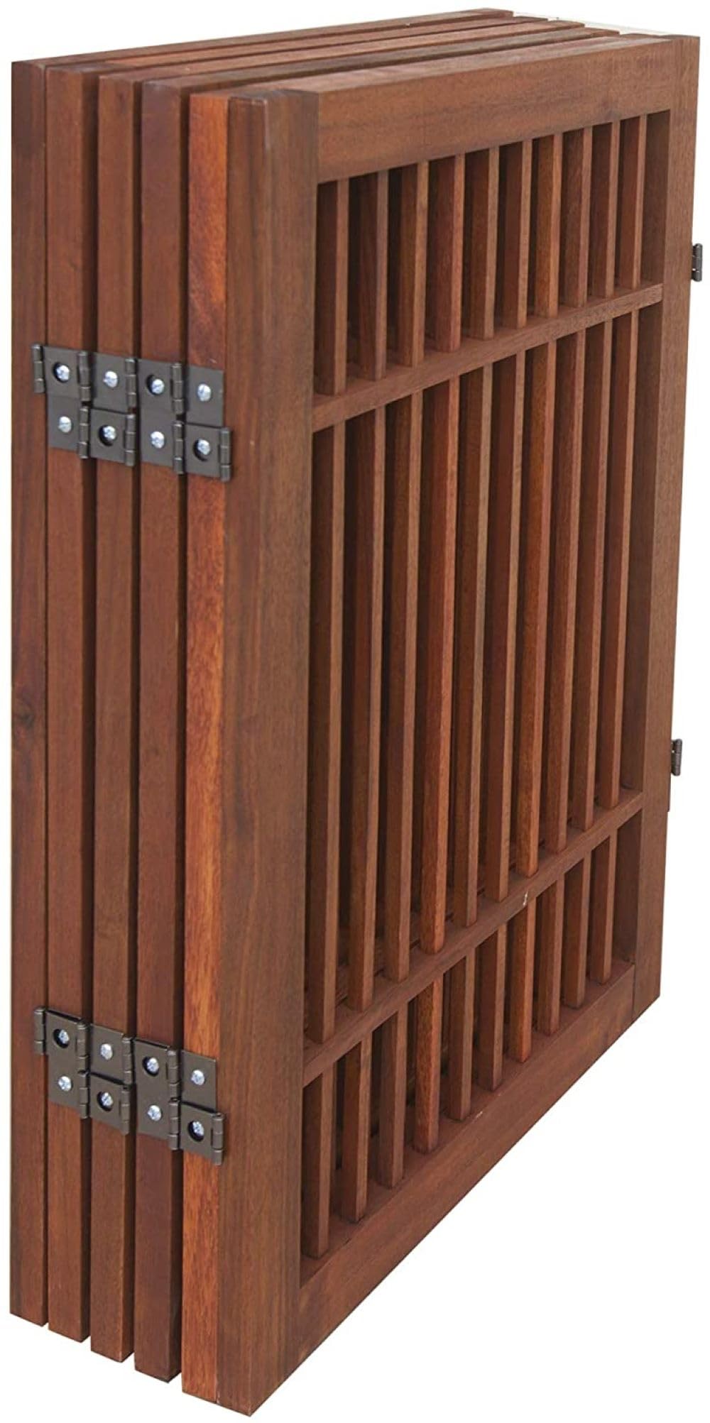 Freestanding Wooden Dog Gate Foldable Indoor Pet Gate No Drill Expandable Barrier for Doorways Stairs Hallways Portable Wood Fence for Small Dogs & Puppies (6 Panel 24" Tall / Brown Pet Gate)
