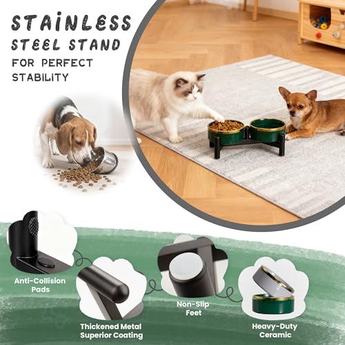 Ceramic Elevated Dog Bowl Set (Grey / 1.6 Cups)