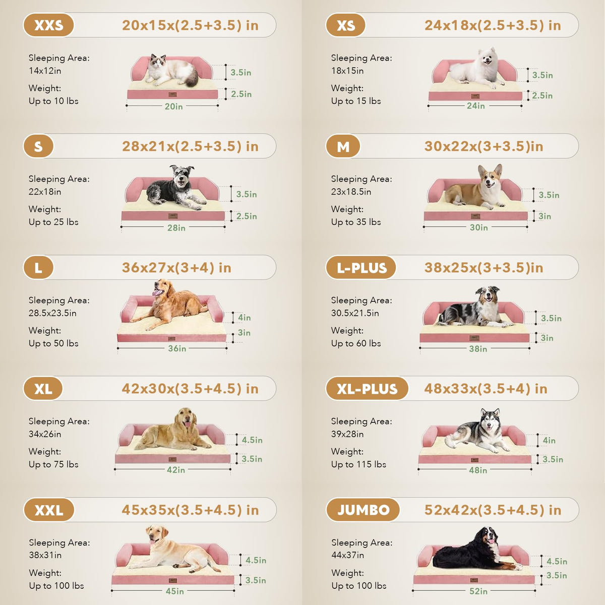 Orthopedic Comfy Pet Sofa Dog Bed with Bolster for Small Dogs Cats (24.0"L x 18.0"W x 6"Th / Pink)
