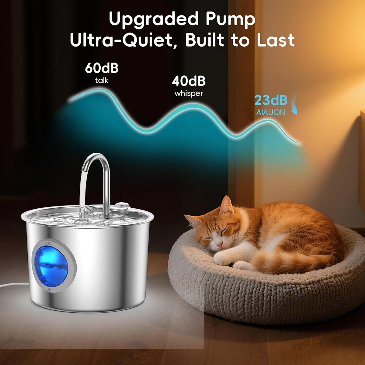 Cat Water Fountain Advanced 304 Stainless Steel 2.2L