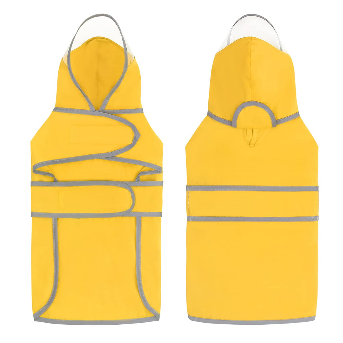 Clear Hooded Dog Raincoat Jacket Poncho with Dog Leash Hole Yellow XL (X-Large / Yellow)