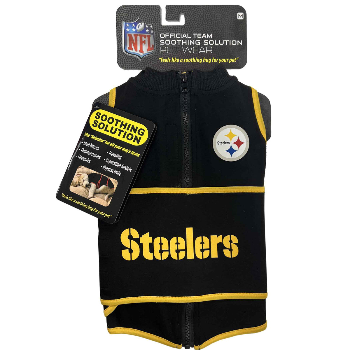 NFL Pittsburgh Steelers Dog Anxiety Shirt Calming Soothing Solution Vest for Dogs (Pittsburgh Steelers / Large)