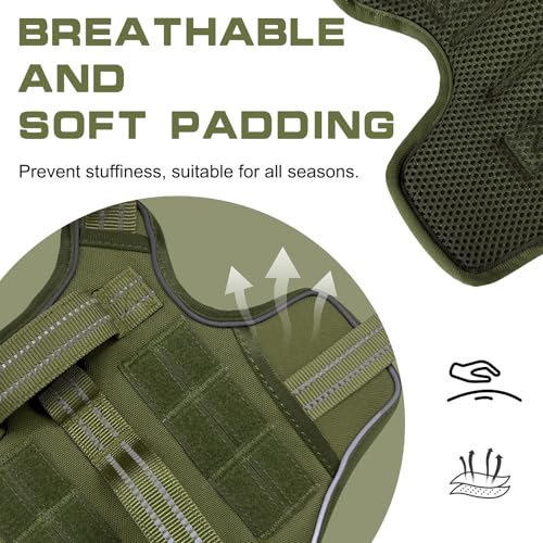 Dog Harness Tactical No Pull for Small Sized Dog with Handle (Green / S(Neck:16-22",Chest:20-28"),18-35 lbs)