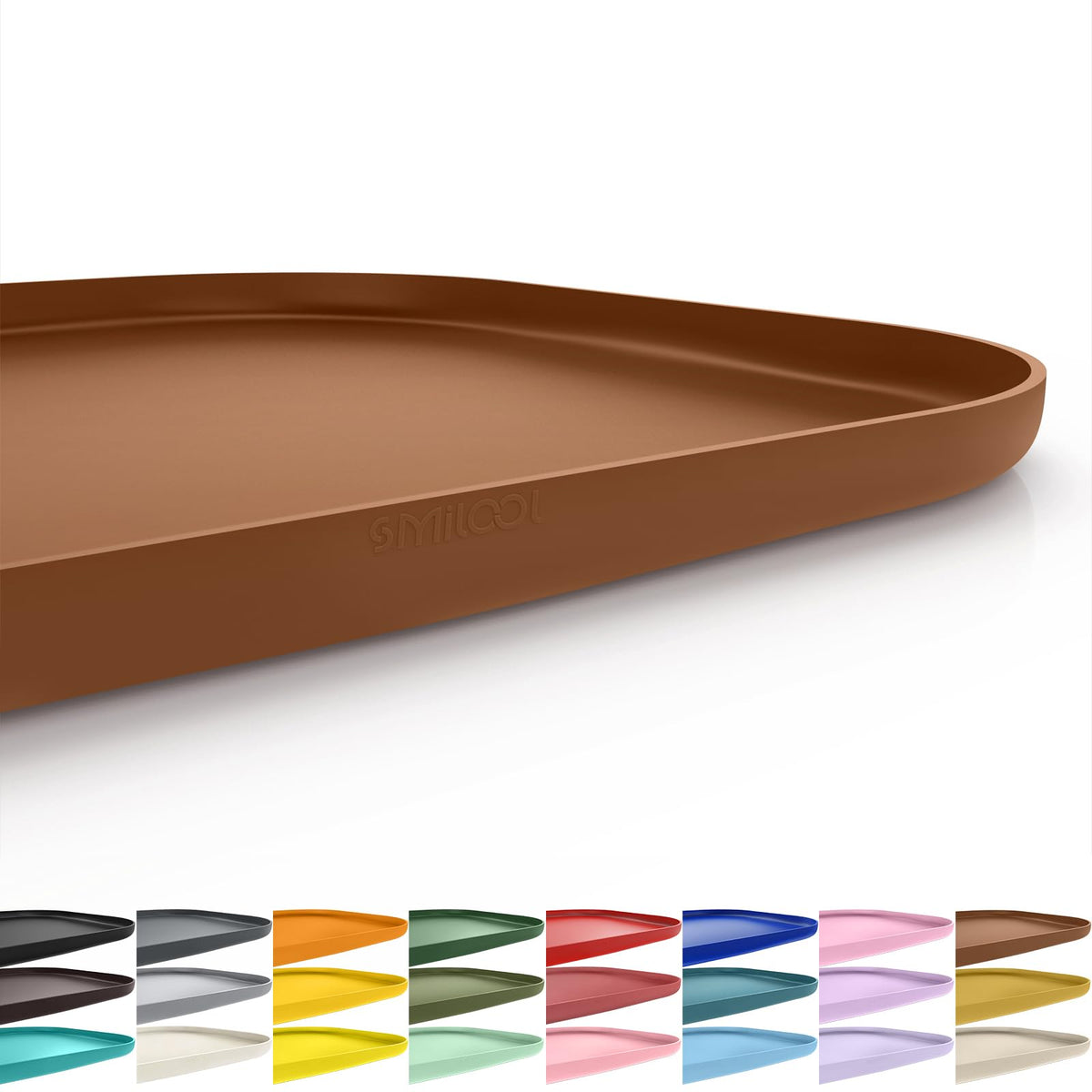Waterproof Silicone Pet Food Mat with Raised Edge for Dog & Cat (Brown / 22"L x 14"W)