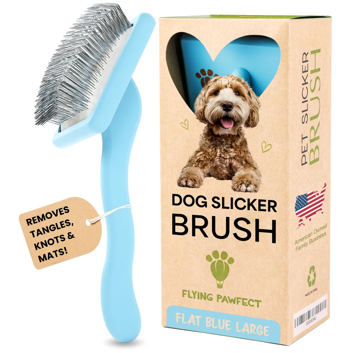 Slicker Brush for Dogs (Baby Blue / Flat Large)
