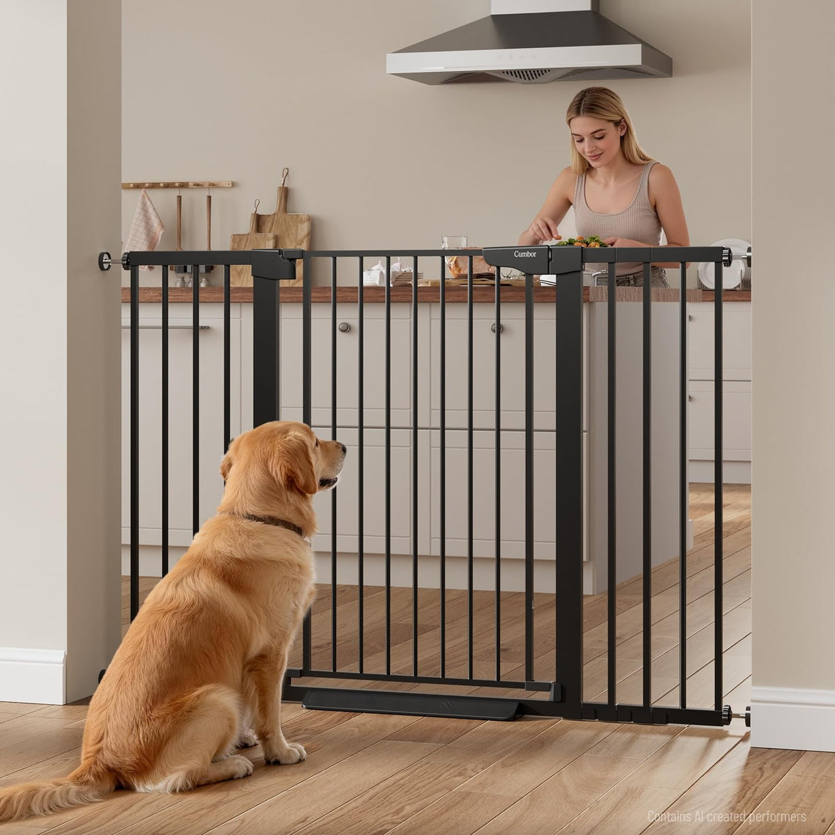 36" Extra Tall Dog Gate for Large Dogs (Black / 30"-54" W x 36" H)