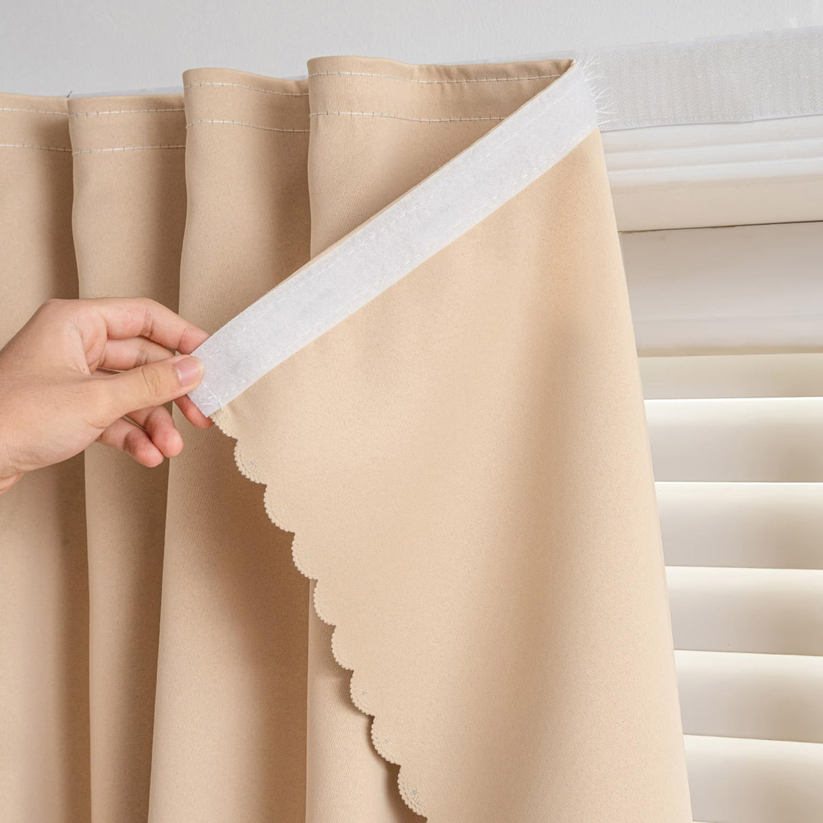 Adhesive Blackout Curtains (47"W x 59"L (Pack of 2) / Beige)