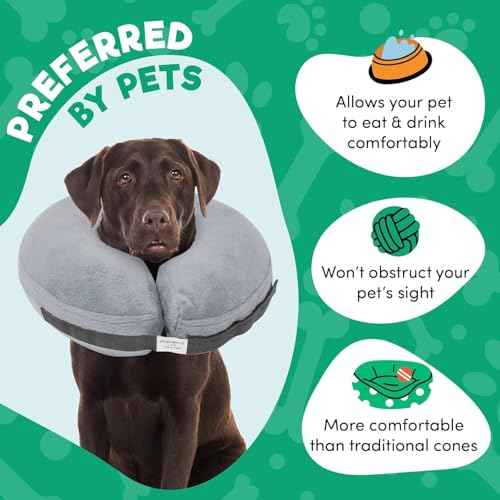 Inflatable Dog Cone Collar Alternative After Surgery Large+ (Grey / Large+[Neck:16"-18"])