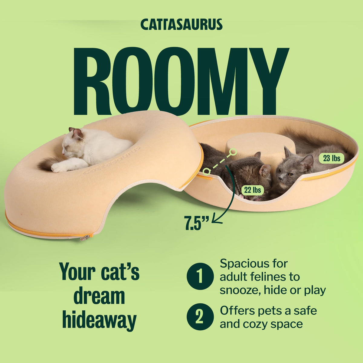 Peekaboo Cat Cave Donut for Multiple & Large Cats up to 30 (Pastel Macaron / Large)