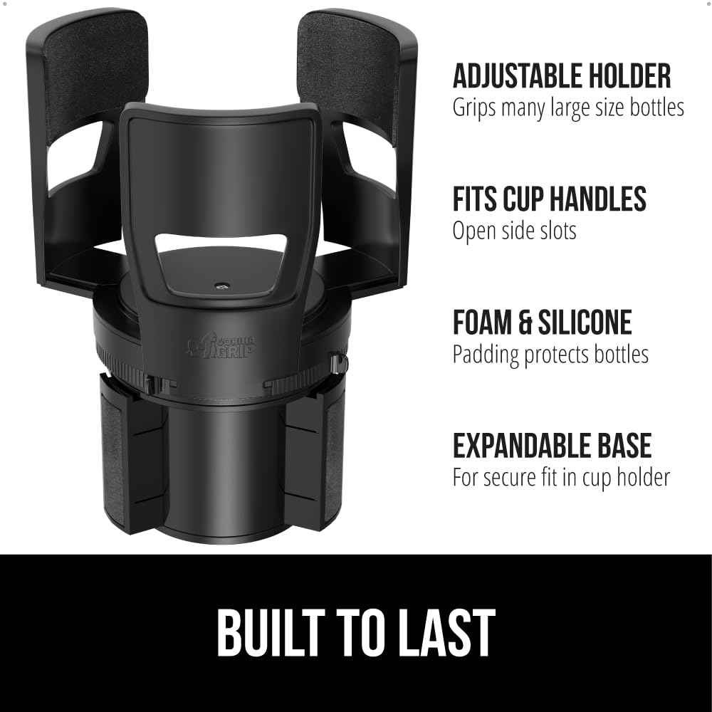 Patent Pending Adjustable Car Cup Holder Expander (Black)
