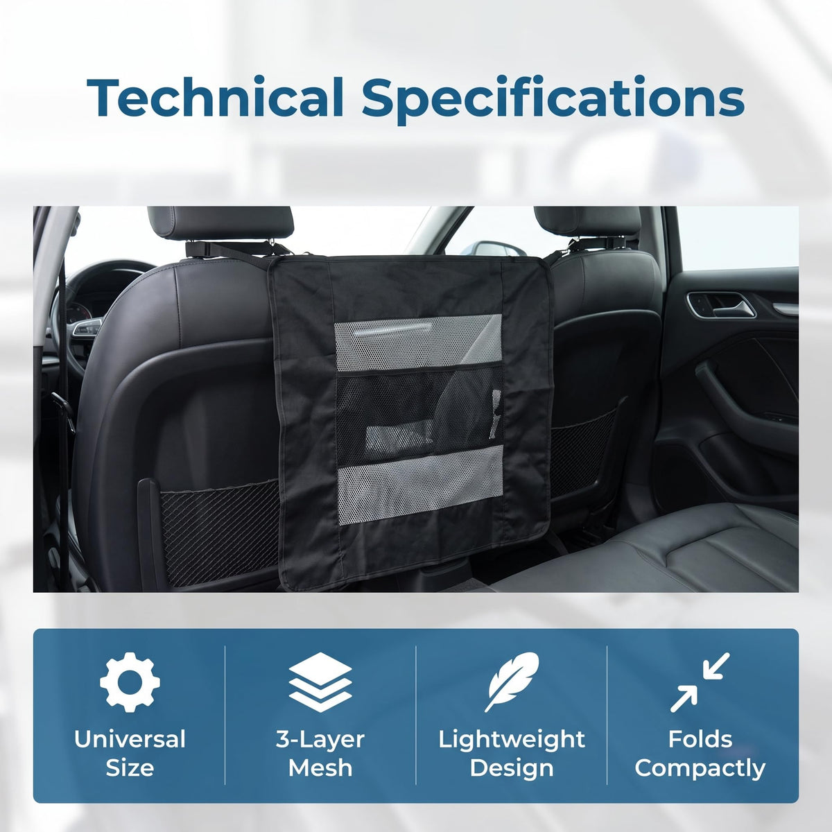 Dog Car Barrier Rear Seat Mesh Divider with Dual Pockets 23.6*23.6inch (Standard style)