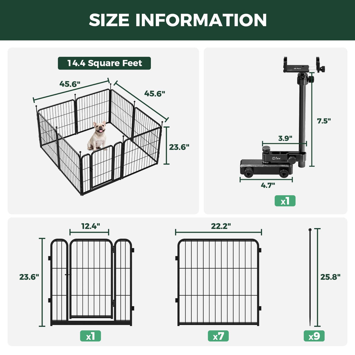 Rollick Dog Playpen with Camera Mount (Black / 24"H)