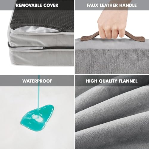 Orthopedic Dog Bed for Large Dogs (All-Foam Bolster Bed / Ally Grey / Large (35" x 25" x 6.5"))