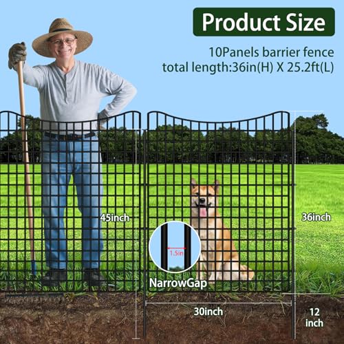 10 Panels No Dig Decorative Garden (Black / 10 Panels-36in(H)x25.2ft(L)-Concave)
