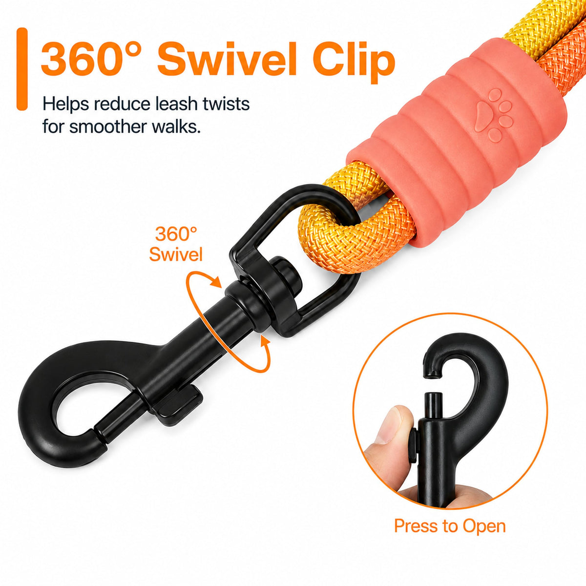 Hands Free Dog Leash (yellow-orange / 4.5 FT)