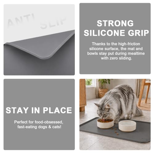 Silicone Pet Feeding Mat (Gray / 19"L x 12"W)