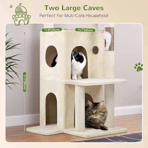 Cat Tree Tower for Indoor Cats Large Adult (Beige / XL)