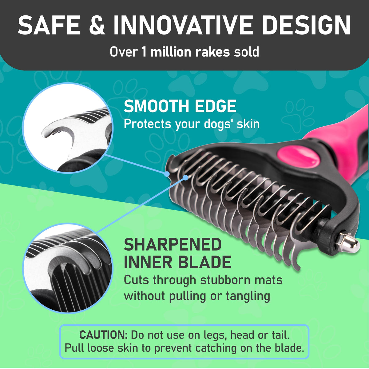 Hair Brush Double Sided Shedding (Pink / Large)