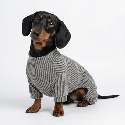 Mock Neck Knitted Dog Pajamas (Small / Grey)