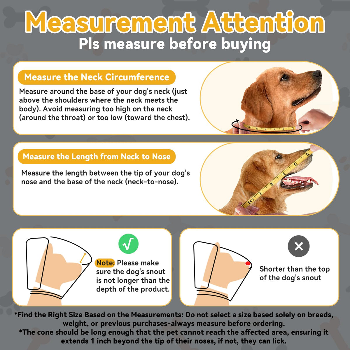 Dog Cone Collar for Large Medium Dogs (M (Neck: 13.4-15.2") / Grey)