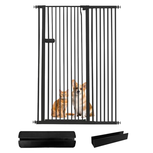 Extra Tall Cat Gate 55.12" High Pressure Mounted 42.52" (55.12" H-black / 42.52"-46.64" W)