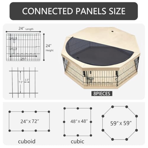 Foldable Metal Dog Exercise Pen (Tan / 24''H)