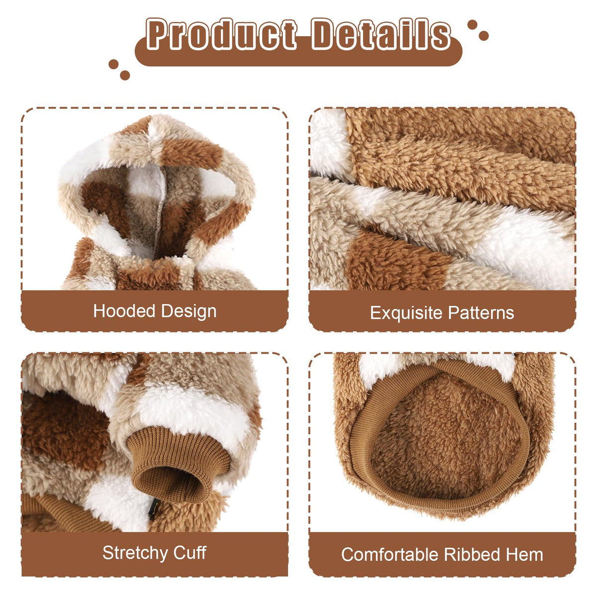 Dog Sweaters for Small Dogs (Small (Chest 14.6 in) / Brown plaid)