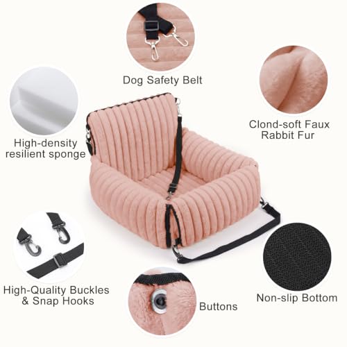 6-in-1 Dog Car Seat for Small/Medium Dogs up to 23 lbs, Pink (Pink)