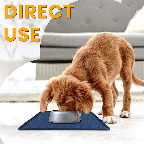 Pet Placemat for Dog and Cat (11.8"L x 11.8"W / Navy Blue)