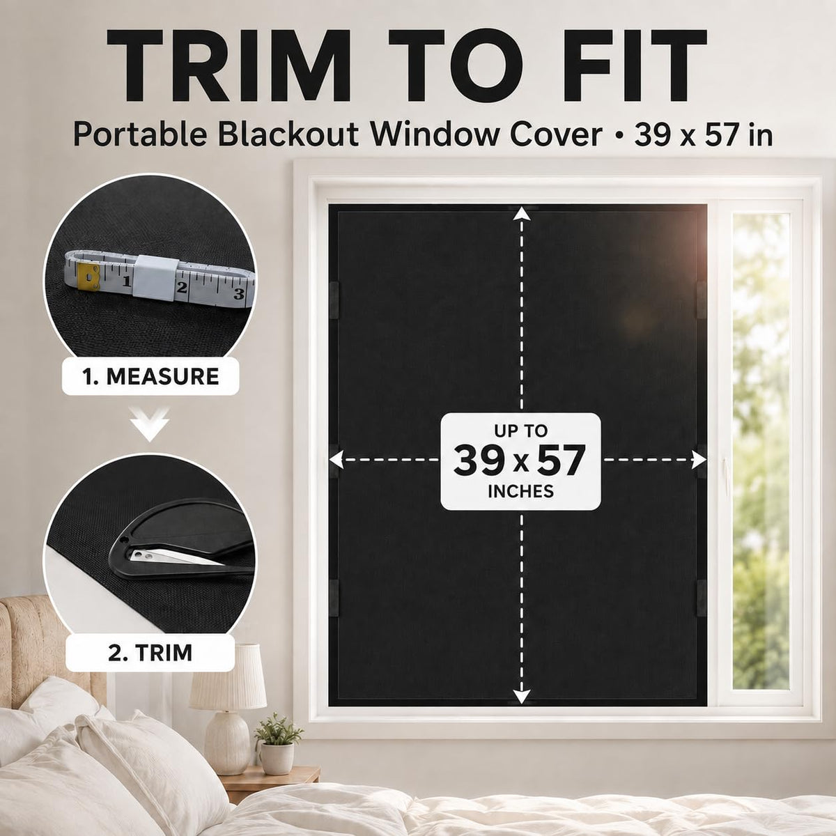 100% Blackout Curtains for Bedroom (57"W x 39"H)