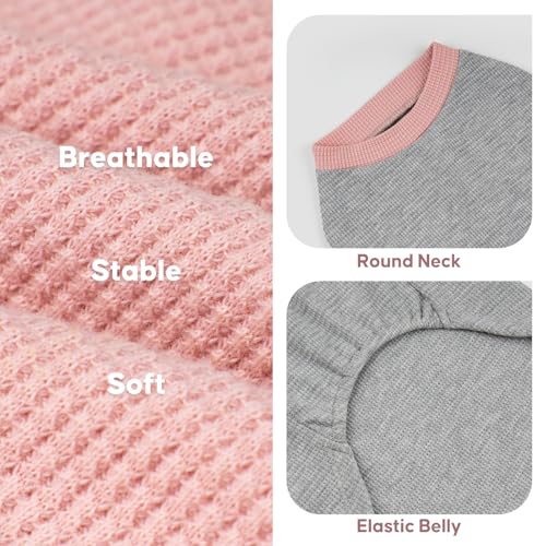 2Pack Waffle Dog Shirt for Small Dogs Soft Dog Sweater Tank Top (Small (4-7lbs) / 2Pack(Pink+Grey))