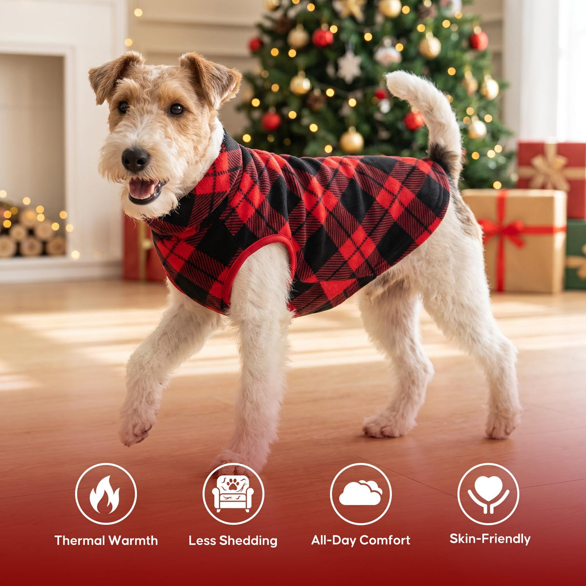 2Pack Dog Christmas Sweater for Large Dog Sweatshirt (XXX-Large (55-75lbs) / Red Plaid)