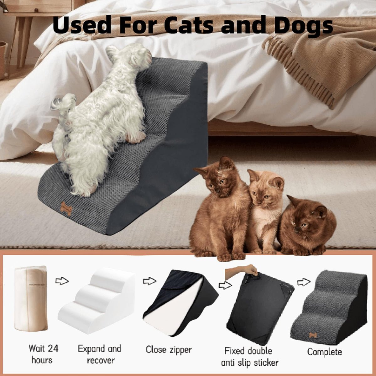 4 Step Dog Stairs for High Beds 18