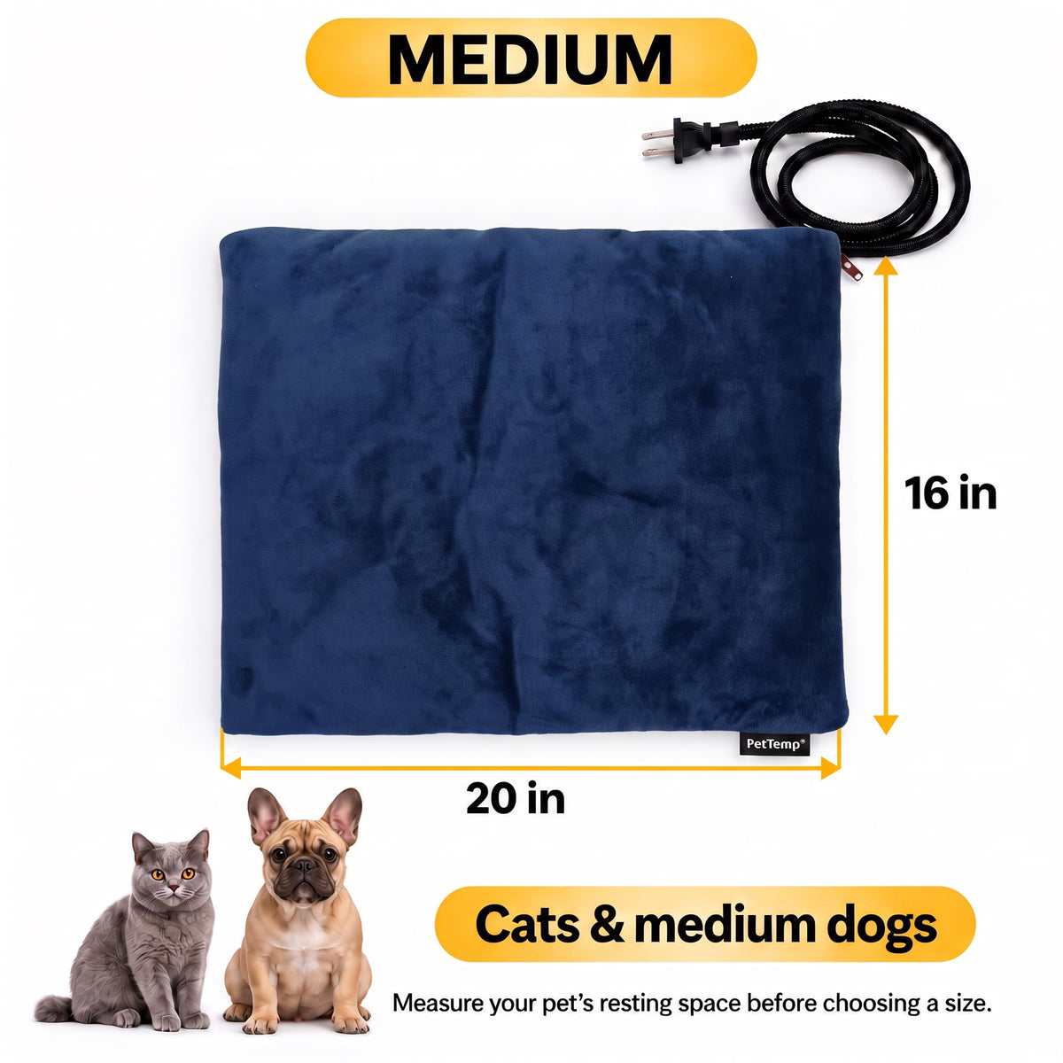 Dog Heating Pad (Blue / Medium: 20" x 16" x 1.6")