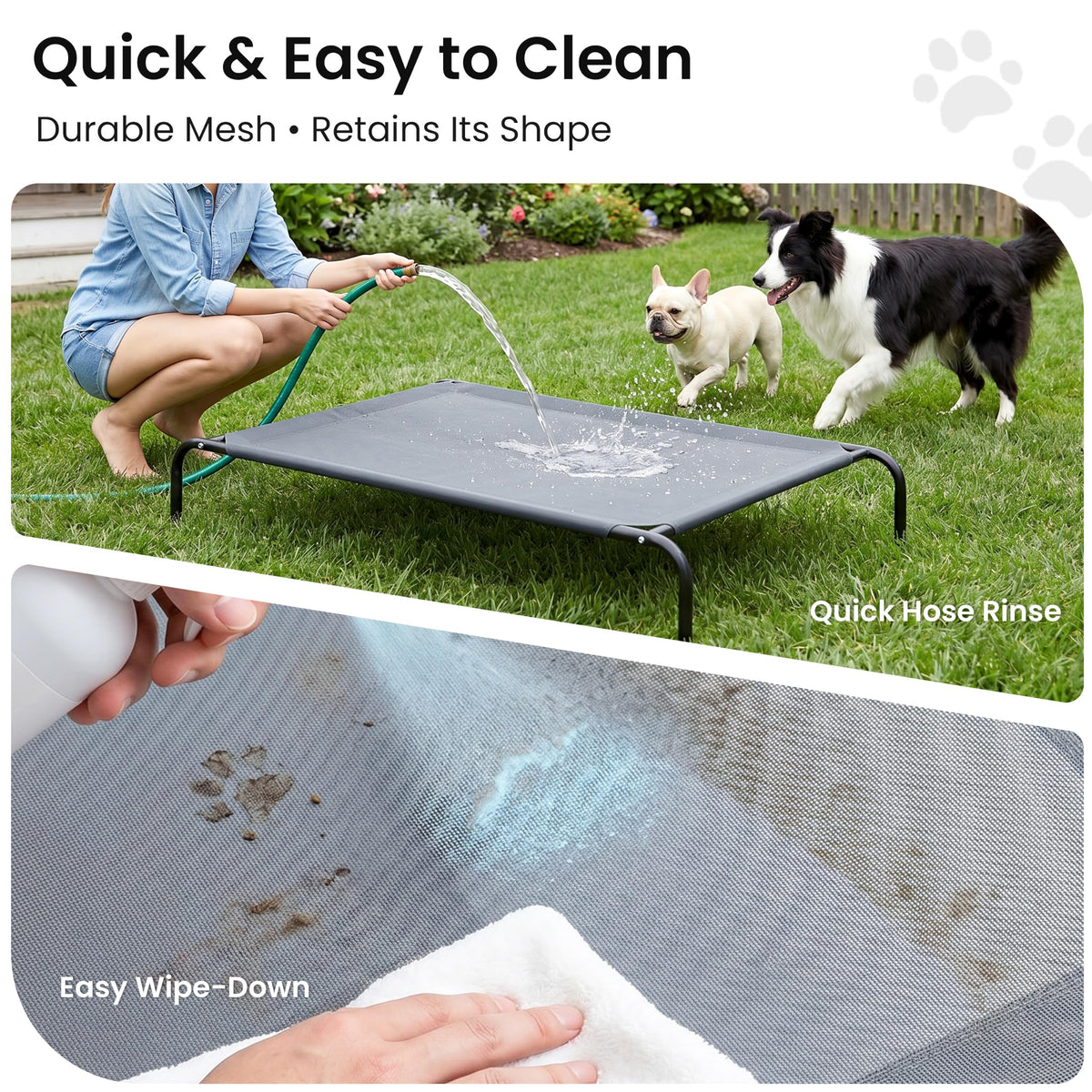 Elevated Cooling Dog Bed for Large Dogs (Grey / 48" X 35.5" X 8")