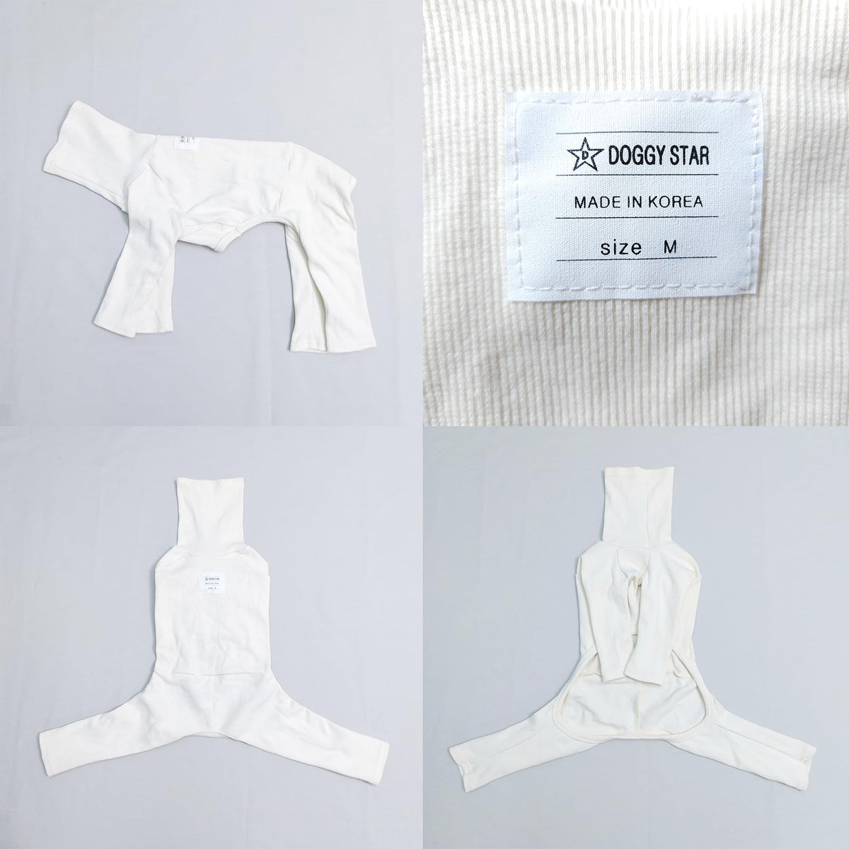 D Doggy Star Italian Greyhound Clothes Stretchable Onesie Whippet for Dog (L / Ribbed Ivory)