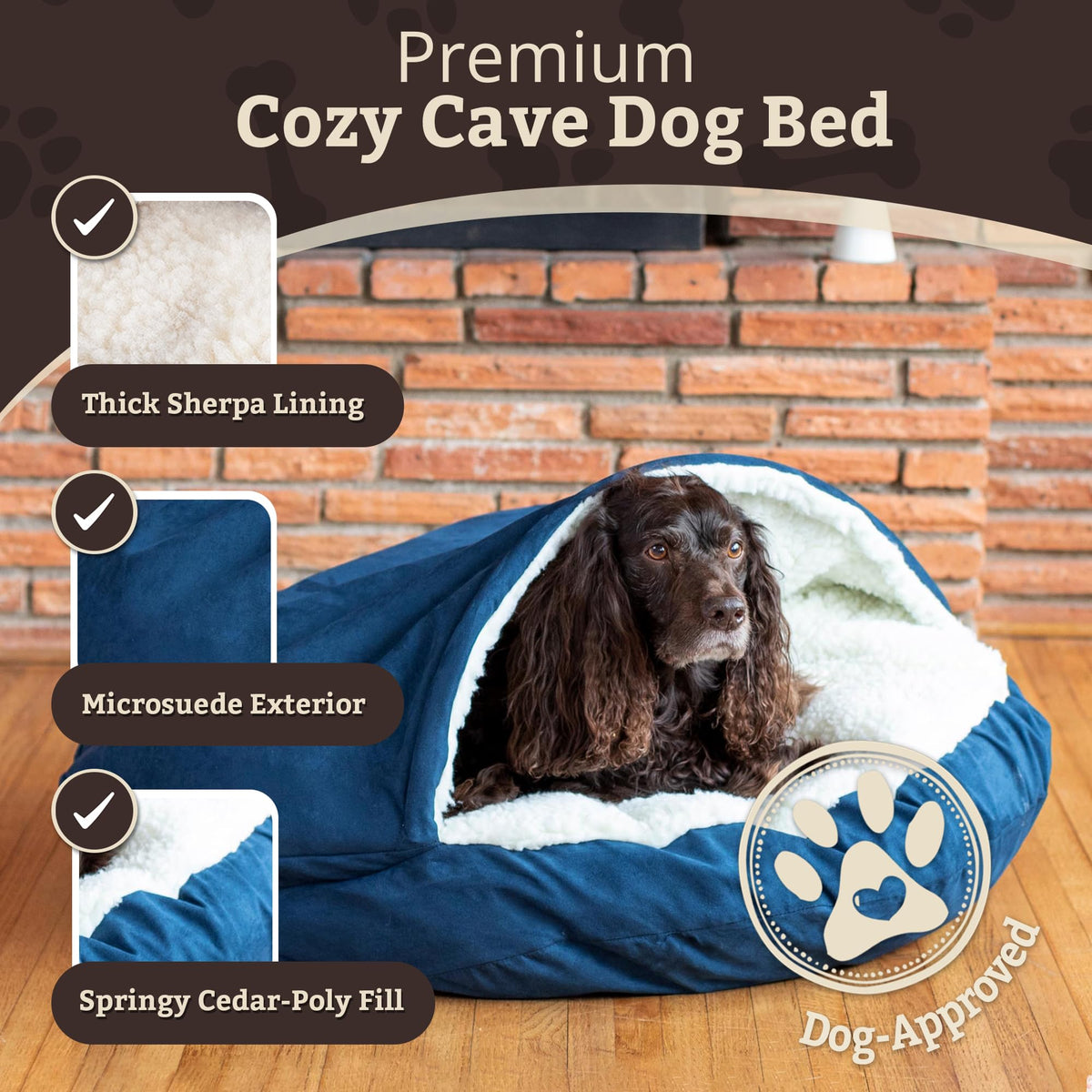 Cozy Cave Dog Bed (35.0"L x 35.0"W x 8.0"Th / Sapphire)